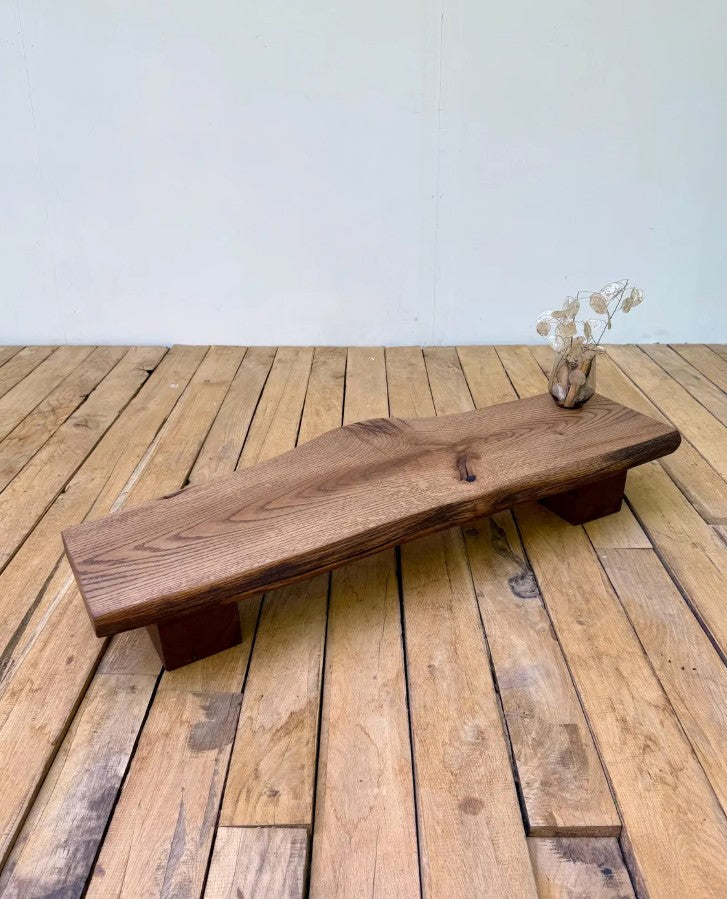 Rooted Presence Live Edge Oak Tea Bench | Japanese Low Table