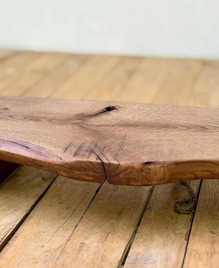 Rooted Presence Live Edge Oak Tea Bench | Japanese Low Table