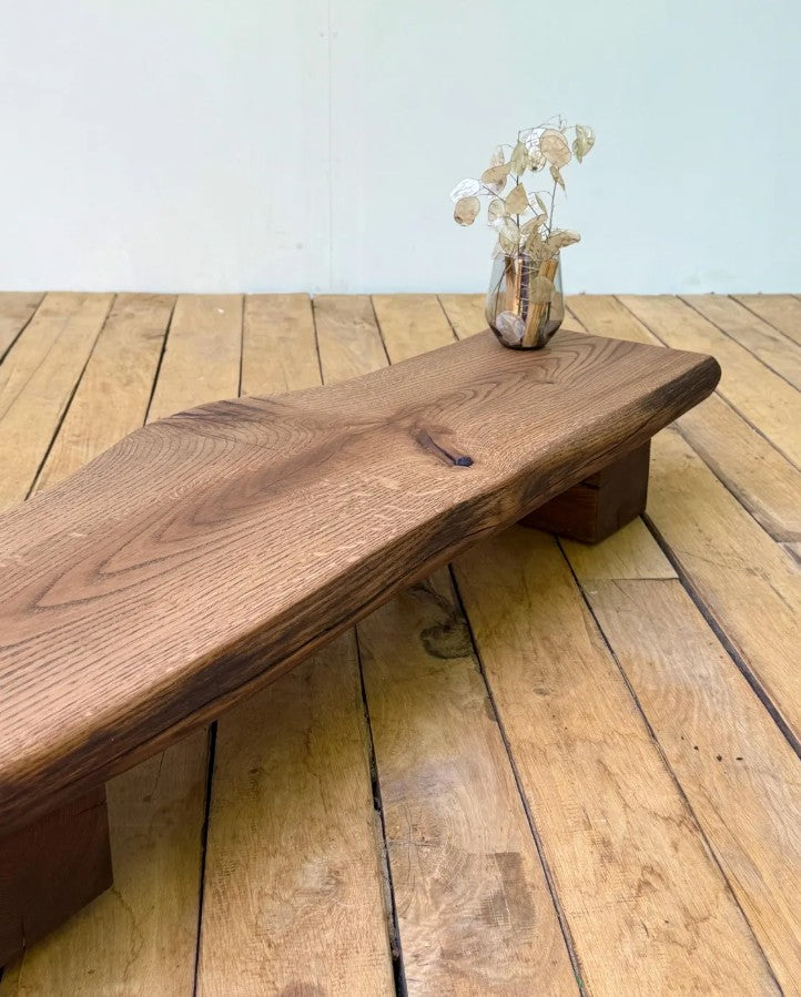 Rooted Presence Live Edge Oak Tea Bench | Japanese Low Table