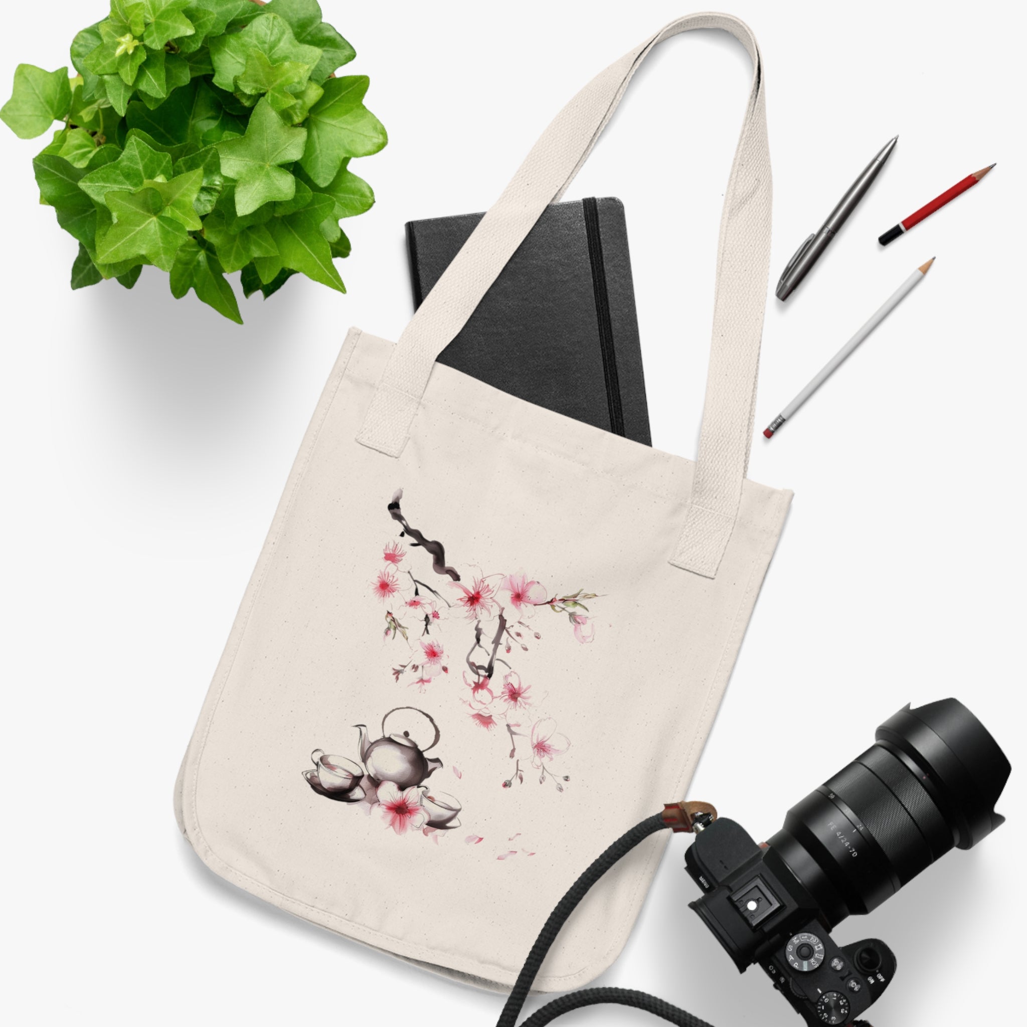 Cherry Blossom Dreams Organic Cotton Canvas Tote Bag