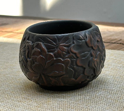 Royal Floral Purple Pottery Tea Cup