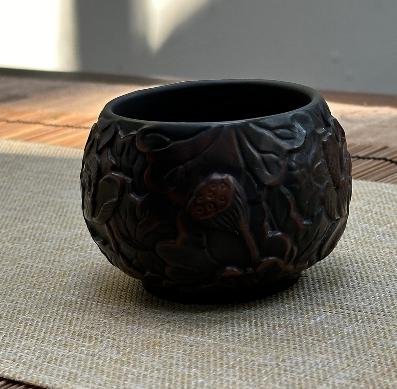 Royal Floral Purple Pottery Tea Cup